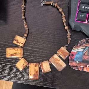 Brown Wooden Beaded Necklace